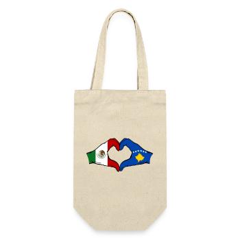 Mexico Kosovo Flag Hands Heart Shape - Gift Bag for Bottles - nature - Front