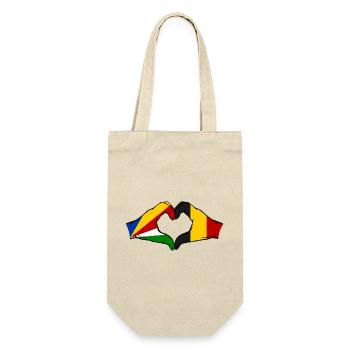 Seychelles Belgique Drapeau Mains Coeur Forme - Sac à bouteille - nature - Devant