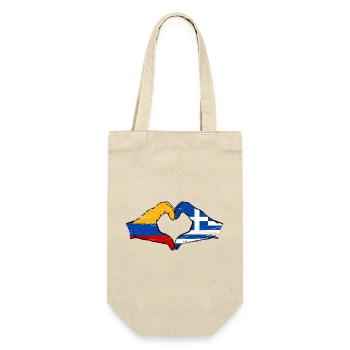Colombie Grèce Drapeau Mains Coeur Forme Utilisé - Sac à bouteille - nature - Devant