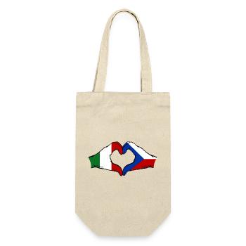 Italy Czech Republic Flag Hands Heart Shape - Gift Bag for Bottles - nature - Front