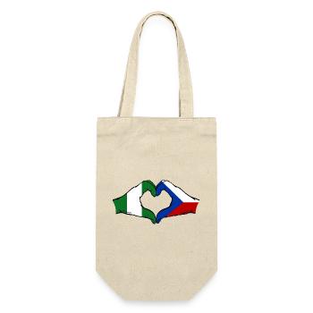 Nigeria Czech Republic Flag Hands Heart Shape - Gift Bag for Bottles - nature - Front