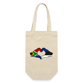 Südafrika Estland Flagge Hände Herzform - Geschenkbeutel für Flaschen - Natur - Vorne