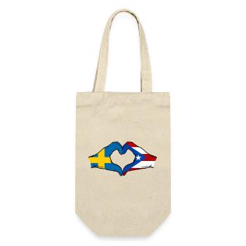 Schweden Puerto Rico Hände Herzform - Geschenkbeutel für Flaschen - Natur - Vorne