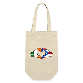 Irland Puerto Rico Flagge Hände Herzform used - Geschenkbeutel für Flaschen - Natur - Vorne