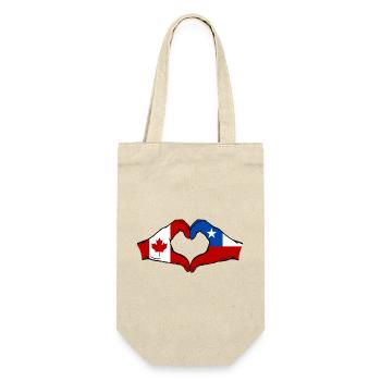 Kanada Chile Flagge Hände Herzform - Geschenkbeutel für Flaschen - Natur - Vorne