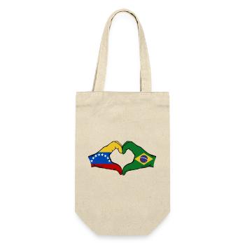 Venezuela Brésil Drapeau Mains Coeur Forme - Sac à bouteille - nature - Devant