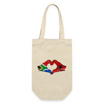 Afrique du Sud Albanie Drapeau Mains Coeur Forme Utilisé - Sac à bouteille - nature - Devant
