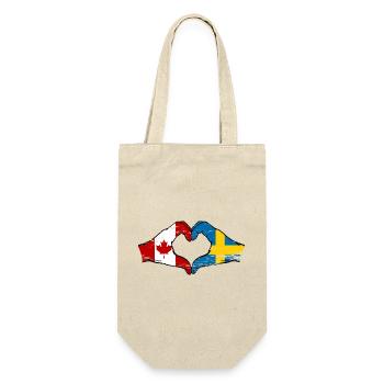 Canada Suède Drapeau Mains Coeur Forme Utilisé - Sac à bouteille - nature - Devant