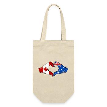 Canada Australie Drapeau Mains Coeur Utilisé - Sac à bouteille - nature - Devant