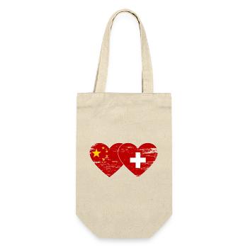 Chine Suisse Drapeau Coeur Utilisé - Sac à bouteille - nature - Devant