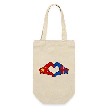 China Iceland Flag Hands Heart Shape - Gift Bag for Bottles - nature - Front