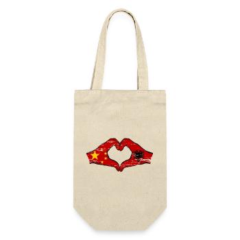 Chine Albanie Drapeau Mains Coeur Forme Utilisé - Sac à bouteille - nature - Devant