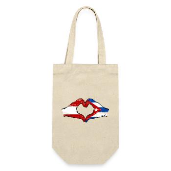 Austria Cuba Flag Hands Heart Shape Used - Gift Bag for Bottles - nature - Front