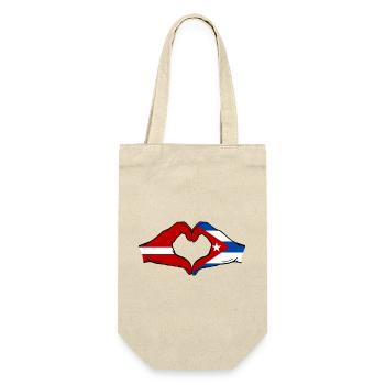 Lettonie Cuba Drapeau Mains Coeur Forme - Sac à bouteille - nature - Devant