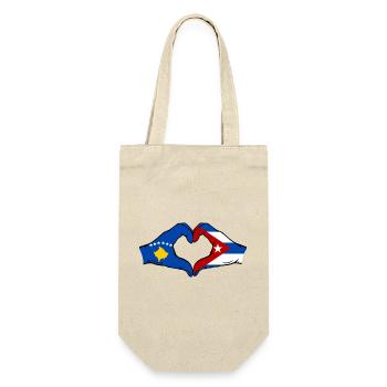 Kosovo Kuba Flagge Hände Herzform - Geschenkbeutel für Flaschen - Natur - Vorne