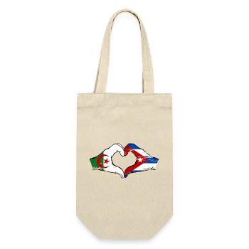 Algeria Cuba Flag Hands Heart Shape Used - Gift Bag for Bottles - nature - Front