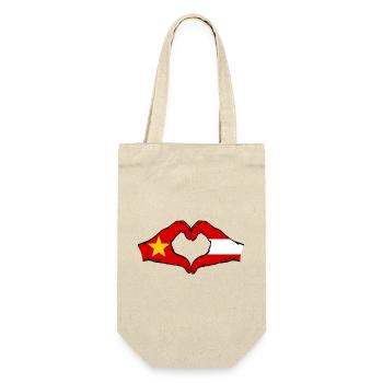 Vietnam Austria Flag Hands Heart Shape - Gift Bag for Bottles - nature - Front
