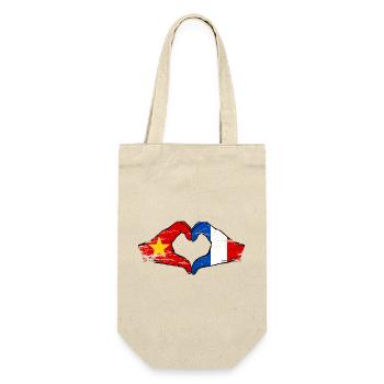 Vietnam France Flag Hands Heart Shape Used - Gift Bag for Bottles - nature - Front