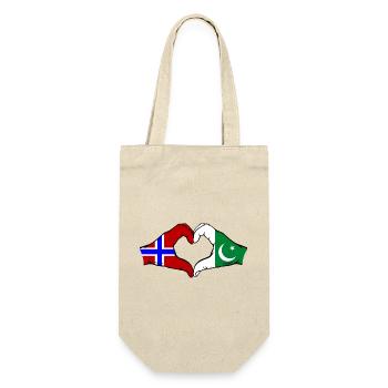 Norwegen Pakistan Flagge Hände Herzform - Geschenkbeutel für Flaschen - Natur - Vorne