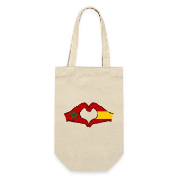 Maroc Espagne Drapeau Mains Coeur Forme - Sac à bouteille - nature - Devant