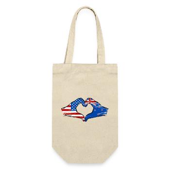 USA Neuseeland Flagge Haende Herzform used - Geschenkbeutel für Flaschen - Natur - Vorne