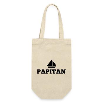 Papitän Vatertag bester Papa Anker - Geschenkbeutel für Flaschen - Natur - Vorne