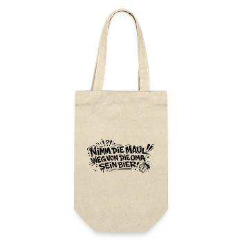Nimm die Maul von die Oma sein Bier - Geschenkbeutel für Flaschen - Natur - Vorne
