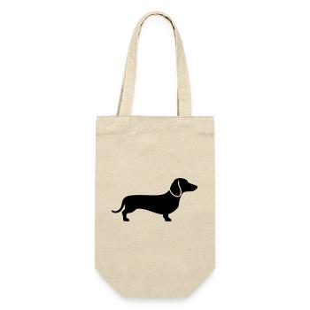 Dackel Teckel Hund Silhouette Vektor - Geschenkbeutel für Flaschen - Natur - Vorne
