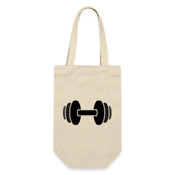 Hantel Gewichte Fitness Gym - Geschenkbeutel für Flaschen - Natur - Vorne
