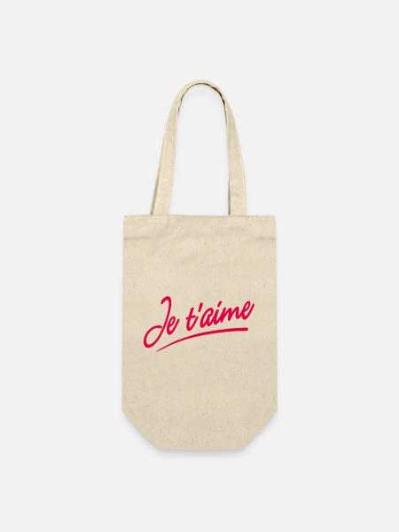 Je t'aime - Geschenkbeutel für Flaschen - Natur