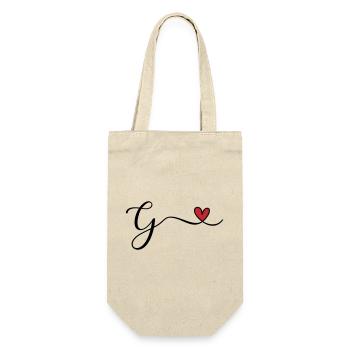 Lettre G avec initiales monogrammes en forme de cœur - Sac à bouteille - nature - Devant