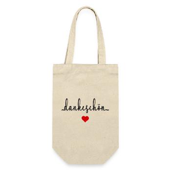 Danke Dankeschön Herz - Geschenkbeutel für Flaschen - Natur - Vorne