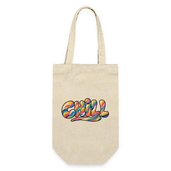 Chill Regenbogen Schriftzug - Geschenkbeutel für Flaschen - Natur - Vorne