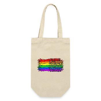 Regenbogenfrieden Liebe Vielfalt - Geschenkbeutel für Flaschen - Natur - Vorne