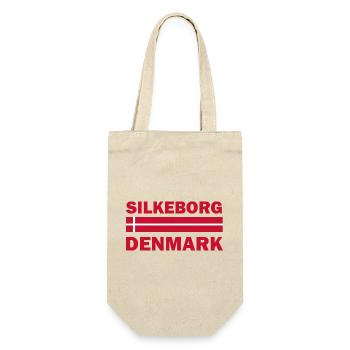 Text der Silkeborg-Dänemark-Flagge - Geschenkbeutel für Flaschen - Natur - Vorne