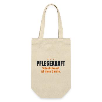 Pflegekraft Shirt – Schichtdienst ist mein Cardio - Geschenkbeutel für Flaschen - Natur - Vorne
