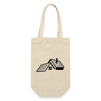 Haus mit Sonnenkollektoren transparentes Logo - Geschenkbeutel für Flaschen - Natur - Vorne