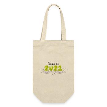 Born in 2021 verziert - Geschenkbeutel für Flaschen - Natur - Vorne
