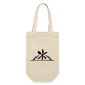 Cutlery menu logo with half laurel wreath. - Gift Bag for Bottles - nature - Front