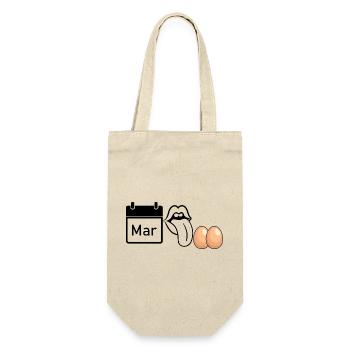 MRZ LCK EIER, Humor, MÄRZ LECK EIER  - Geschenkbeutel für Flaschen - Natur - Vorne