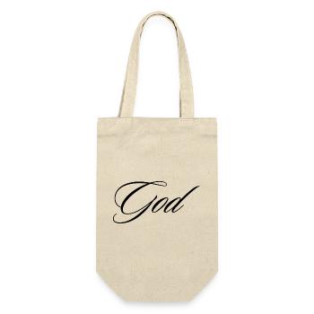 God Cursive Calligraphy Modern Faith Design - Gift Bag for Bottles - nature - Front