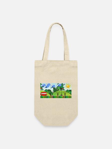 Sonnenfröhliche Waldlandschaft mit Bus - Geschenkbeutel für Flaschen - Natur