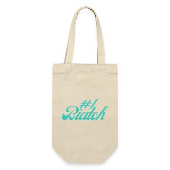 #1 Biatch [Türkis] - Geschenkbeutel für Flaschen - Natur - Vorne