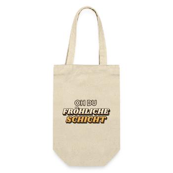 Oh du fröhliche Schicht - Weihnachten Retro - Geschenkbeutel für Flaschen - Natur - Vorne