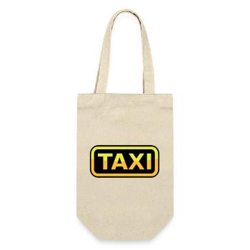 Taxi Schild - Geschenkbeutel für Flaschen - Natur - Vorne
