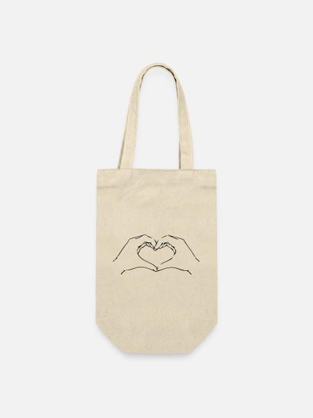 hearthands BFF Freunde Herz Hände Liebe Symbol - Geschenkbeutel für Flaschen - Natur