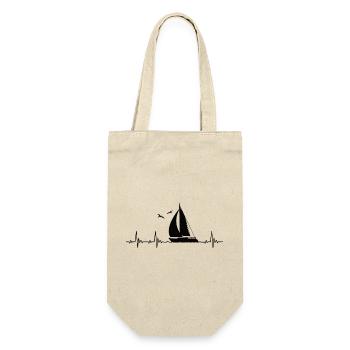 Segeln Segelschiff Heartbeat Segelfan Herzschlag - Geschenkbeutel für Flaschen - Natur - Vorne