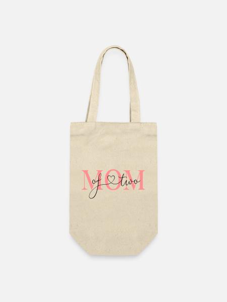 Mom of two! -personalisierbar - Geschenkbeutel für Flaschen - Natur