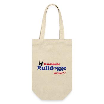 Französische Bulldogge Logo - Geschenkbeutel für Flaschen - Natur - Vorne