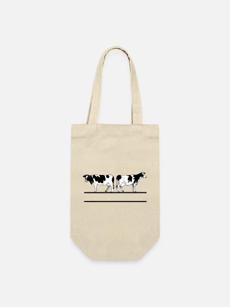 Schwarzweißes Kuhmonogramm - Geschenkbeutel für Flaschen - Natur